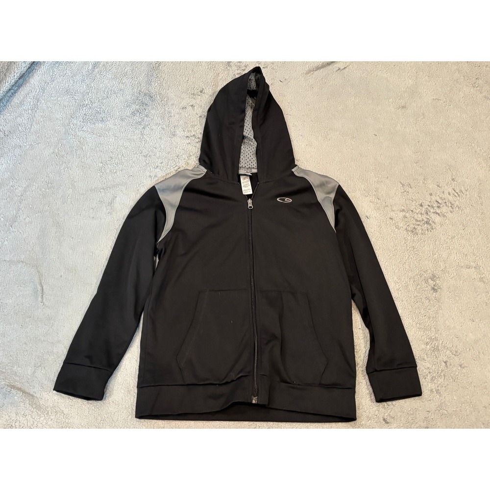 C9 by Champion Boys Black Grey Full Zip Hoodie Athletic Sweatshirt Size L 12-14